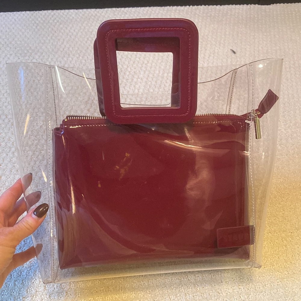 Staud Shirley Handbag - Clear/Burgundy
